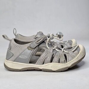 KEEN Moxie Girls Kids Silver Gray Glitter Outdoors Water Sandals Size 10 US UK 9